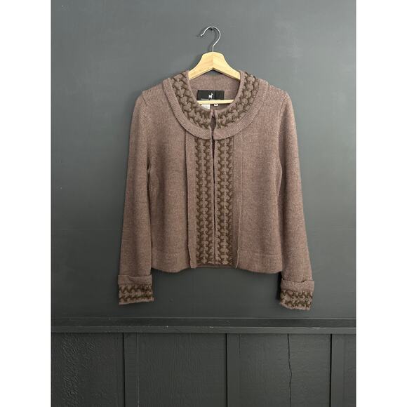 Vintage Peruvian Connection 100% Alpaca Earthy Taupe Cardigan Sweater Size Small - Picture 2 of 8